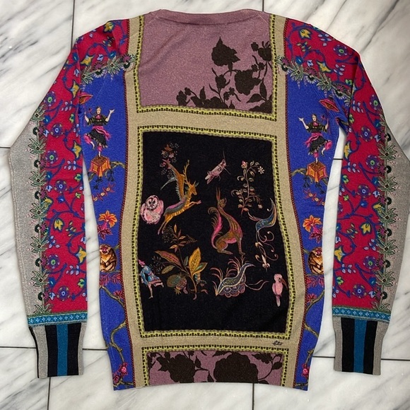 ETRO Silk & Cashmere lightweight sweater colourful size 38 XS-S - Picture 4 of 4